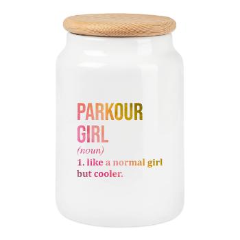 Parkour - Cookie Jar with Wooden Lid - white - Front