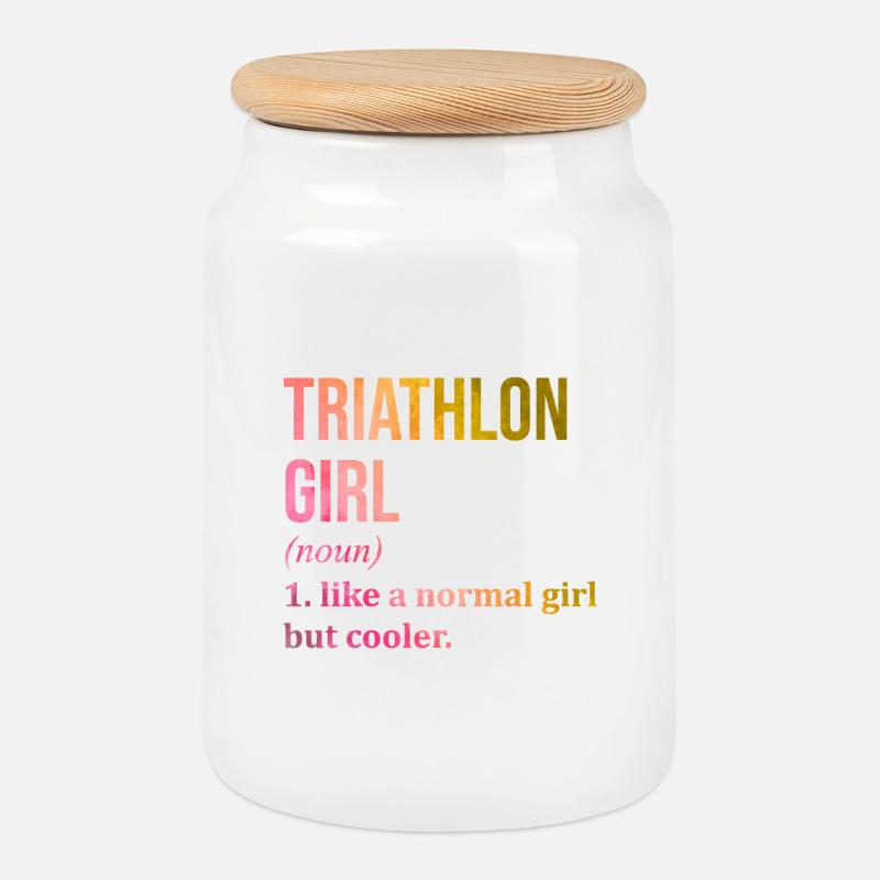 Triathlon - Keksdose mit Holzdeckel - Weiß