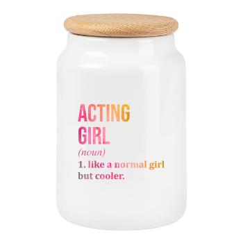 Acting Acting Acting - Boîte à biscuits avec couvercle en bois - blanc - Devant