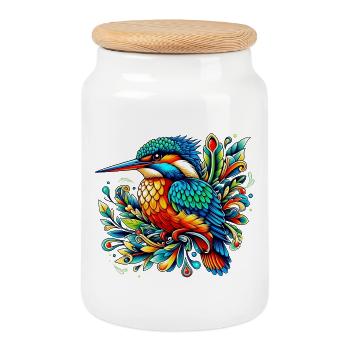 Martin-pêcheur - Boîte à biscuits avec couvercle en bois - blanc - Devant