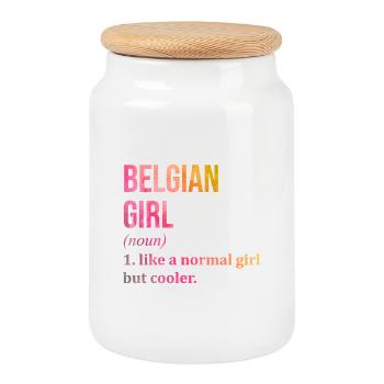 Belgique Belgique Belgique - Boîte à biscuits avec couvercle en bois - blanc - Devant