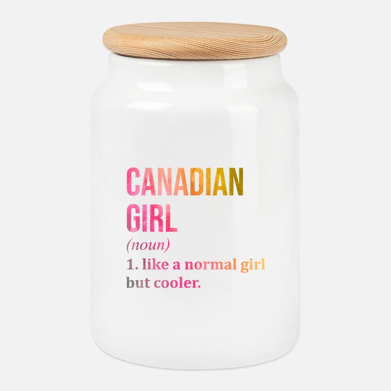 Canada - Cookie Jar with Wooden Lid - white