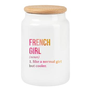 France - Cookie Jar with Wooden Lid - white - Front