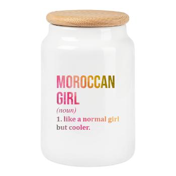 Maroc - Boîte à biscuits avec couvercle en bois - blanc - Devant