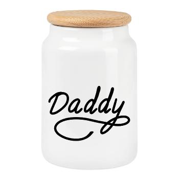 Daddy Father’s Day - Cookie Jar with Wooden Lid - white - Front