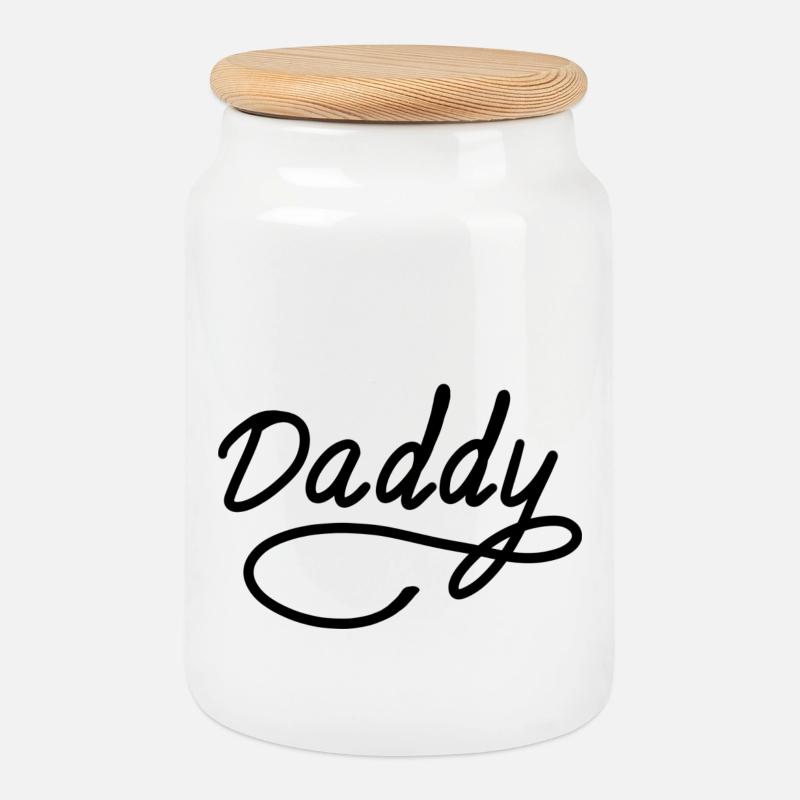 Daddy Father’s Day - Cookie Jar with Wooden Lid - white