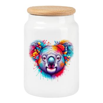 Koala - Boîte à biscuits avec couvercle en bois - blanc - Devant