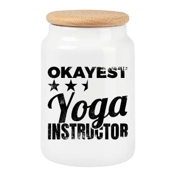 Okayest Yoga Instructor - Cookie Jar with Wooden Lid - white - Front