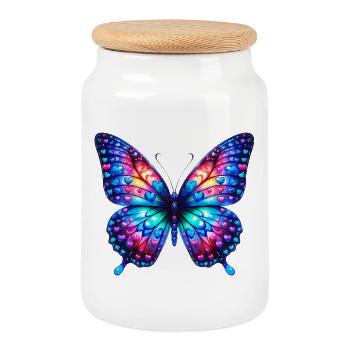 Coeur papillon Coeurs Coeurs Coeurs Coeurs - Boîte à biscuits avec couvercle en bois - blanc - Devant