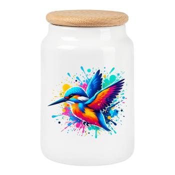 Martin-pêcheur - Boîte à biscuits avec couvercle en bois - blanc - Devant