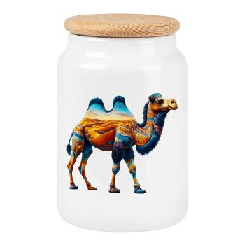 Camel - Cookie Jar with Wooden Lid - white - Front