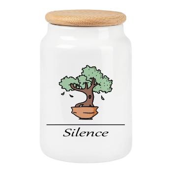 Arbre zen - silence - Boîte à biscuits avec couvercle en bois - blanc - Devant