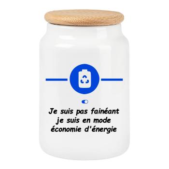 Power Saving Mode - Cookie Jar with Wooden Lid - white - Front