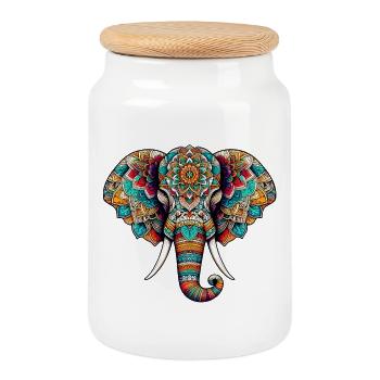 Elefant - Keksdose mit Holzdeckel - Weiß - Vorne