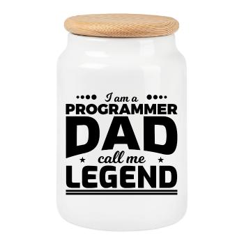 Programmer Father Calls Me Legend - Cookie Jar with Wooden Lid - white - Front