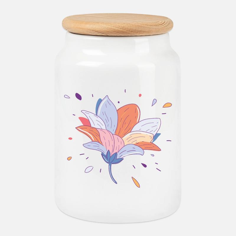Sommerblume - Keksdose mit Holzdeckel - Weiß