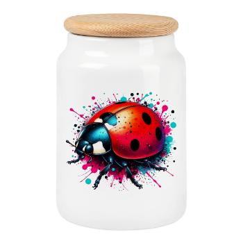 Coccinelle - Boîte à biscuits avec couvercle en bois - blanc - Devant