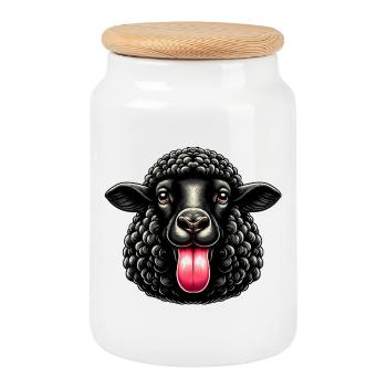Rebellious family black sheep makes tongue - Cookie Jar with Wooden Lid - white - Front