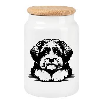 Havanais - Boîte à biscuits avec couvercle en bois - blanc - Devant