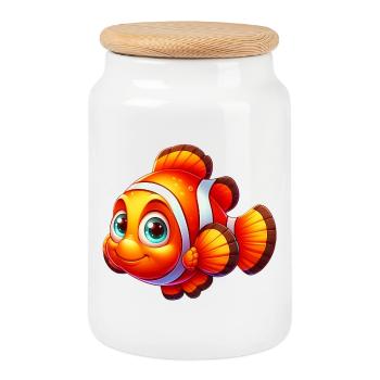 Clownfish - Cookie Jar with Wooden Lid - white - Front
