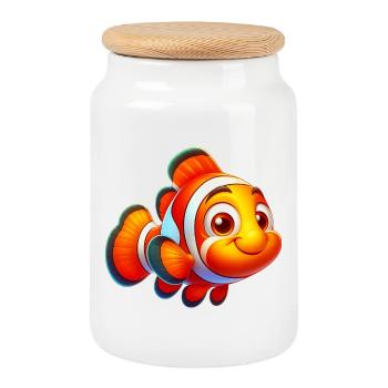 Clownfish - Cookie Jar with Wooden Lid - white - Front