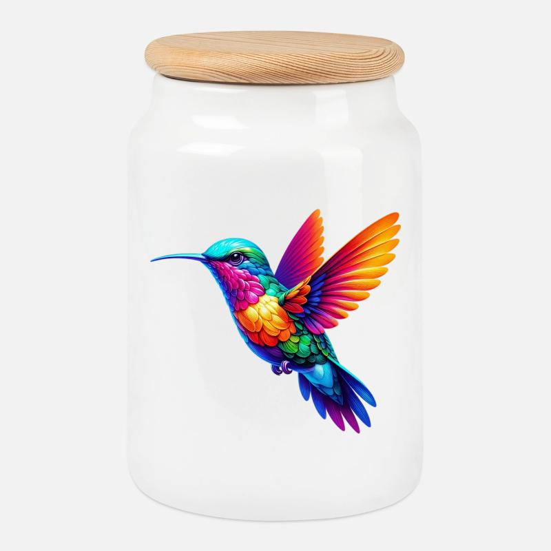Kolibri - Keksdose mit Holzdeckel - Weiß