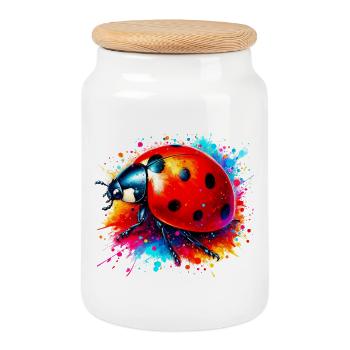 Coccinelle - Boîte à biscuits avec couvercle en bois - blanc - Devant