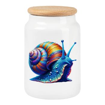 Schnecke - Keksdose mit Holzdeckel - Weiß - Vorne