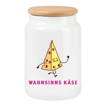 Wahnsinns Käse - Keksdose mit Holzdeckel - Weiß - Vorne