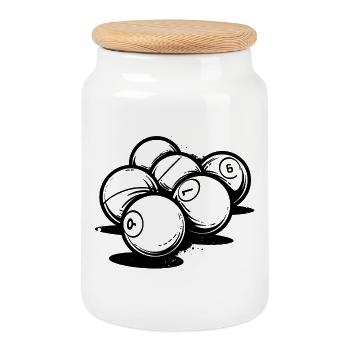 Boules de billard - Boîte à biscuits avec couvercle en bois - blanc - Devant