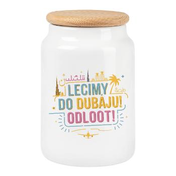 We're flying to Dubai! - Cookie Jar with Wooden Lid - white - Front