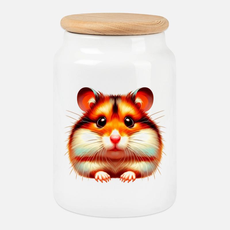 Hamster - Keksdose mit Holzdeckel - Weiß