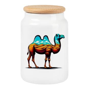 Camel - Cookie Jar with Wooden Lid - white - Front