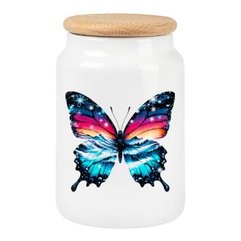 Papillon - Boîte à biscuits avec couvercle en bois - blanc - Devant
