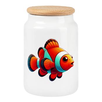 Clownfisch - Keksdose mit Holzdeckel - Weiß - Vorne