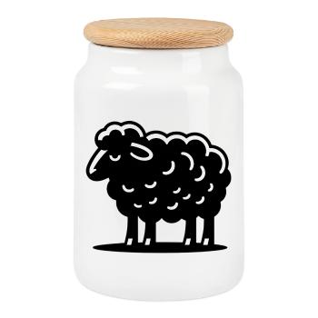 Black Sheep - Cookie Jar with Wooden Lid - white - Front