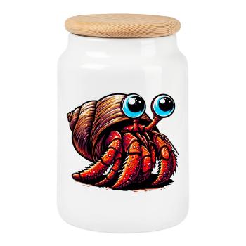 Bernard-l'ermite - Boîte à biscuits avec couvercle en bois - blanc - Devant