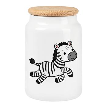 Zebra - Keksdose mit Holzdeckel - Weiß - Vorne