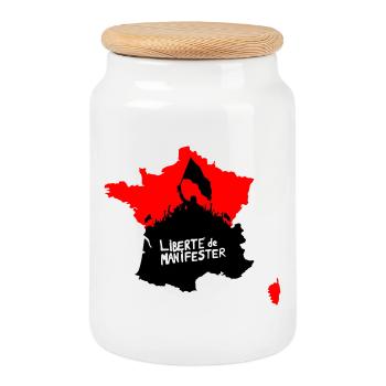 Liberté de manifester - Boîte à biscuits avec couvercle en bois - blanc - Devant