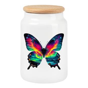 Schmetterling - Keksdose mit Holzdeckel - Weiß - Vorne