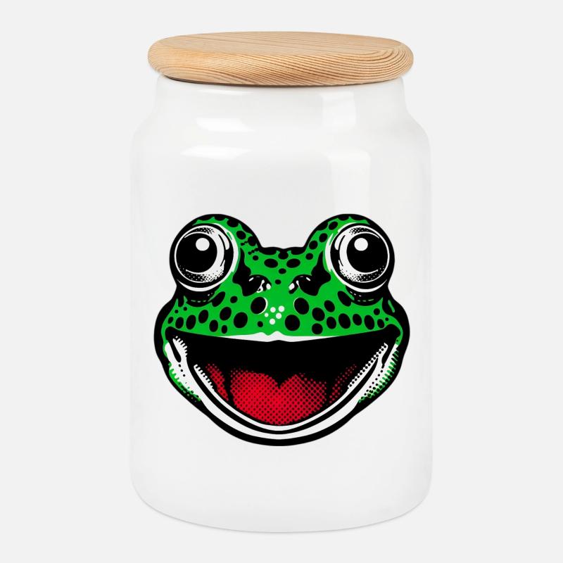 Frosch - Keksdose mit Holzdeckel - Weiß