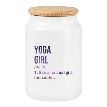 Yoga Yoga Yoga - Boîte à biscuits avec couvercle en bois - blanc - Devant