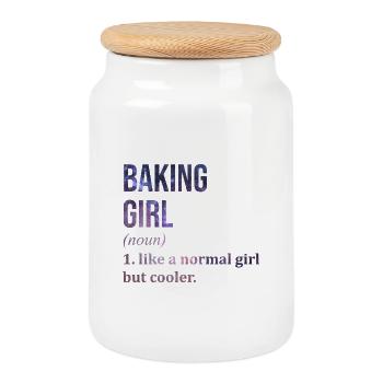 Baking - Cookie Jar with Wooden Lid - white - Front