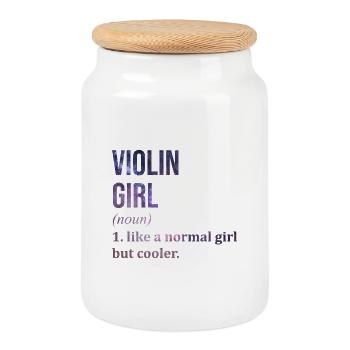 violon - Boîte à biscuits avec couvercle en bois - blanc - Devant