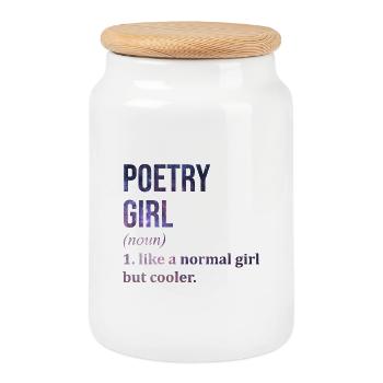 Poetry - Cookie Jar with Wooden Lid - white - Front