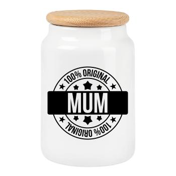 Meilleure Maman - Fête des Mères - Boîte à biscuits avec couvercle en bois - blanc - Devant