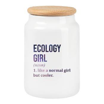 Ecology Ecology Ecology - Cookie Jar with Wooden Lid - white - Front