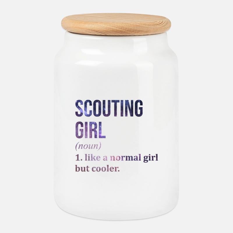 Scout - Cookie Jar with Wooden Lid - white