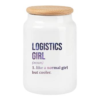 Logistics Logistics Logistics - Cookie Jar with Wooden Lid - white - Front