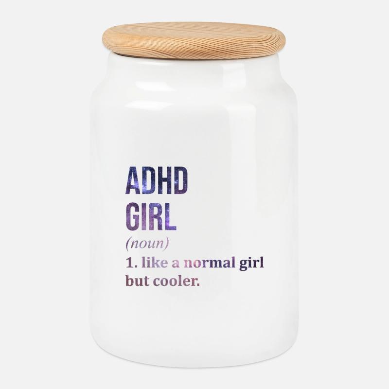 ADHD - Cookie Jar with Wooden Lid - white